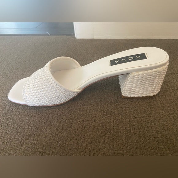 Aqua Slip On High Heel Slide Sandals - Picture 3 of 4